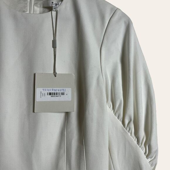 Tibi Florence White Long Puff Sleeve Mini Dress Size 2 - Picture 6 of 13